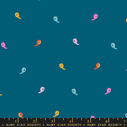 Washi Plus Roll With It in Teal RS1101 12 - Ruby Star Society Sold by the Half Yard